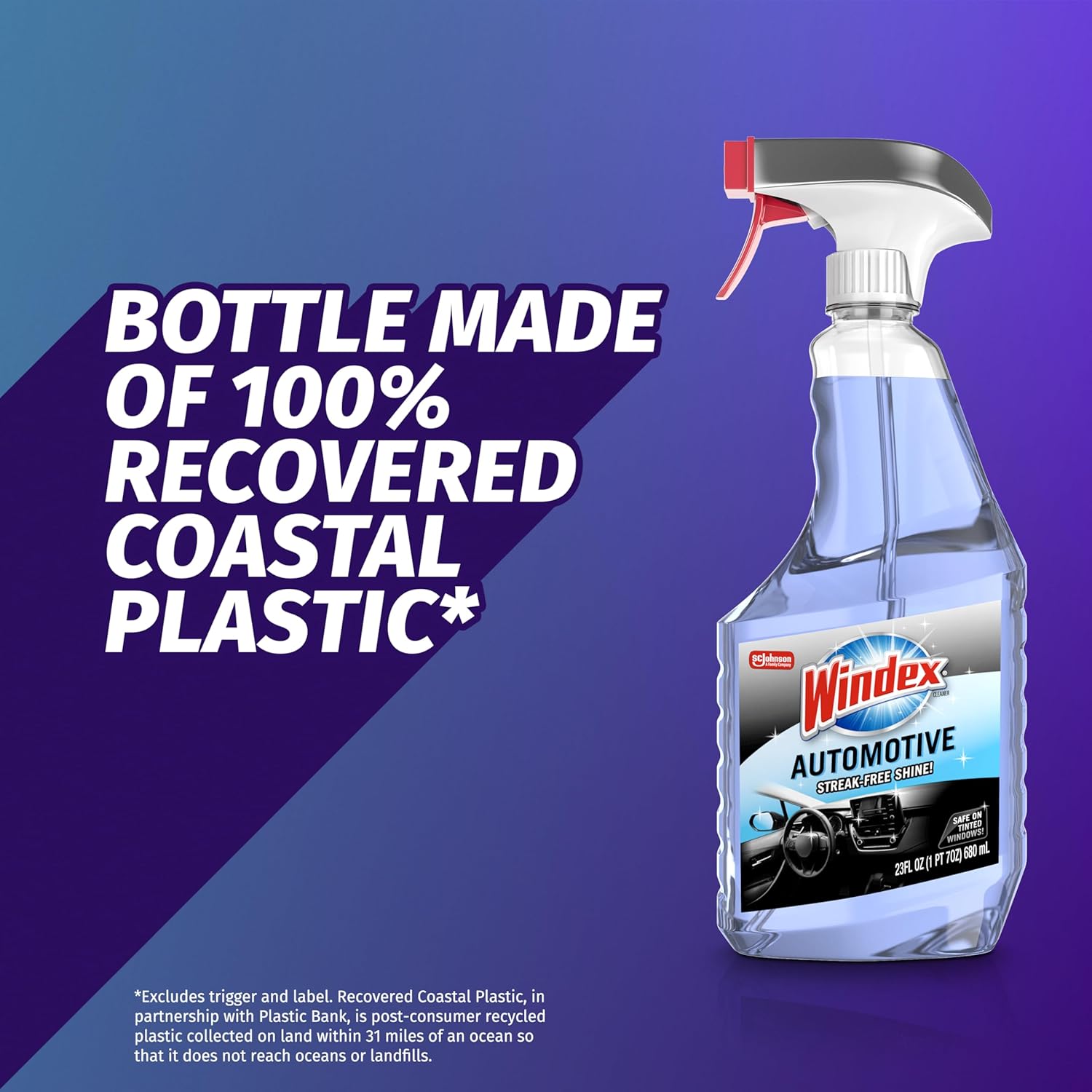 Windex Automotive Car Window and Glass Cleaner, Streak-Free Shine for Car Glass Exteriors, Tinted Windows, and Interior Electronics, 23 fl oz