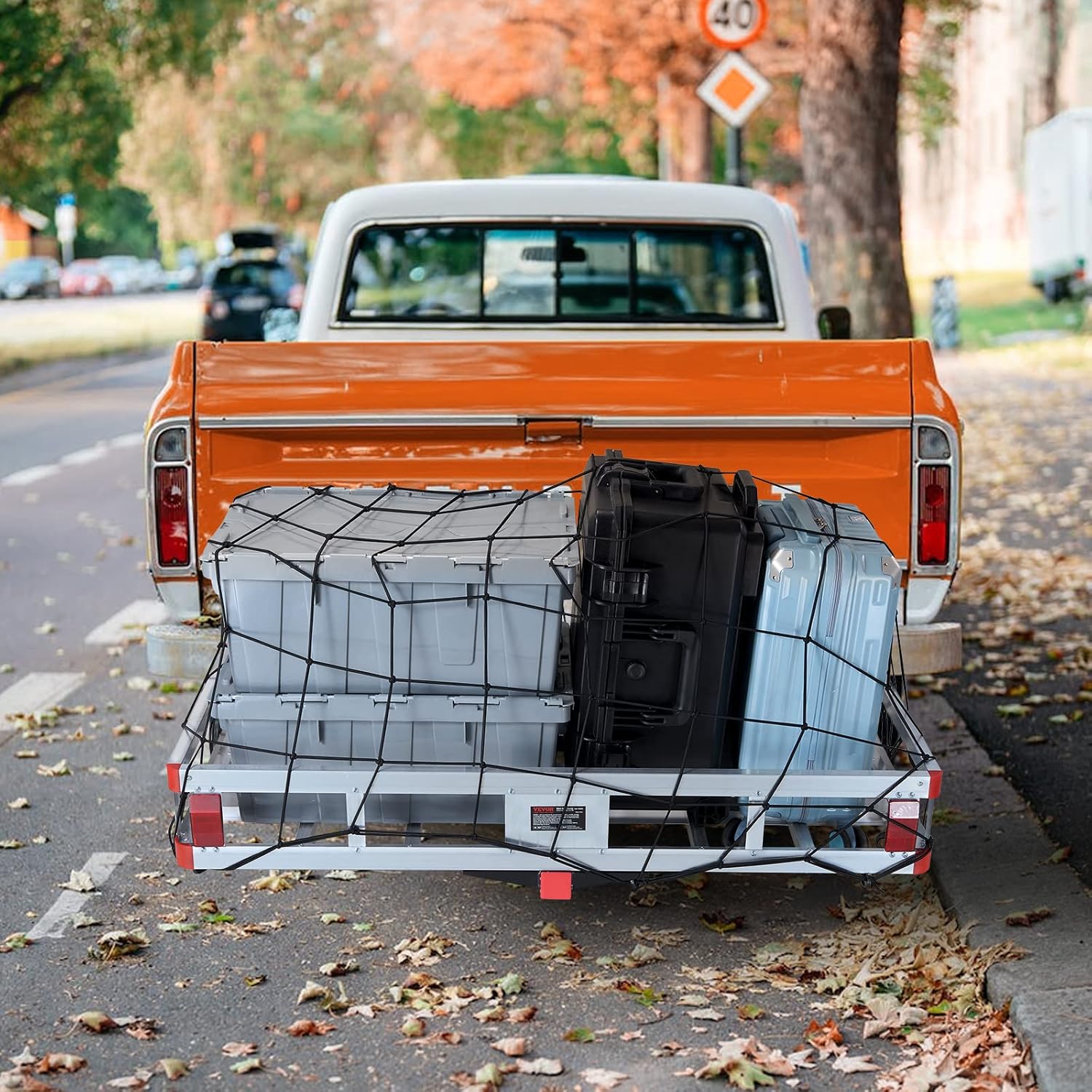 VEVOR 49.4 x 22.4 x 7.1 in Hitch Cargo Carrier, 500lb Capacity Trailer Hitch Mount Aluminum Cargo Basket, Luggage Carrier Rack Fits 2" Hitch Receiver for SUV Truck Pickup Camping