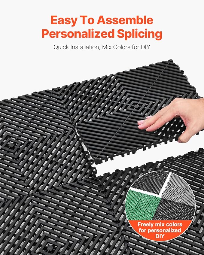 VEVOR Interlocking Drainage Mat, 12” x 12” Modular Interlocking Cushion - Image 6