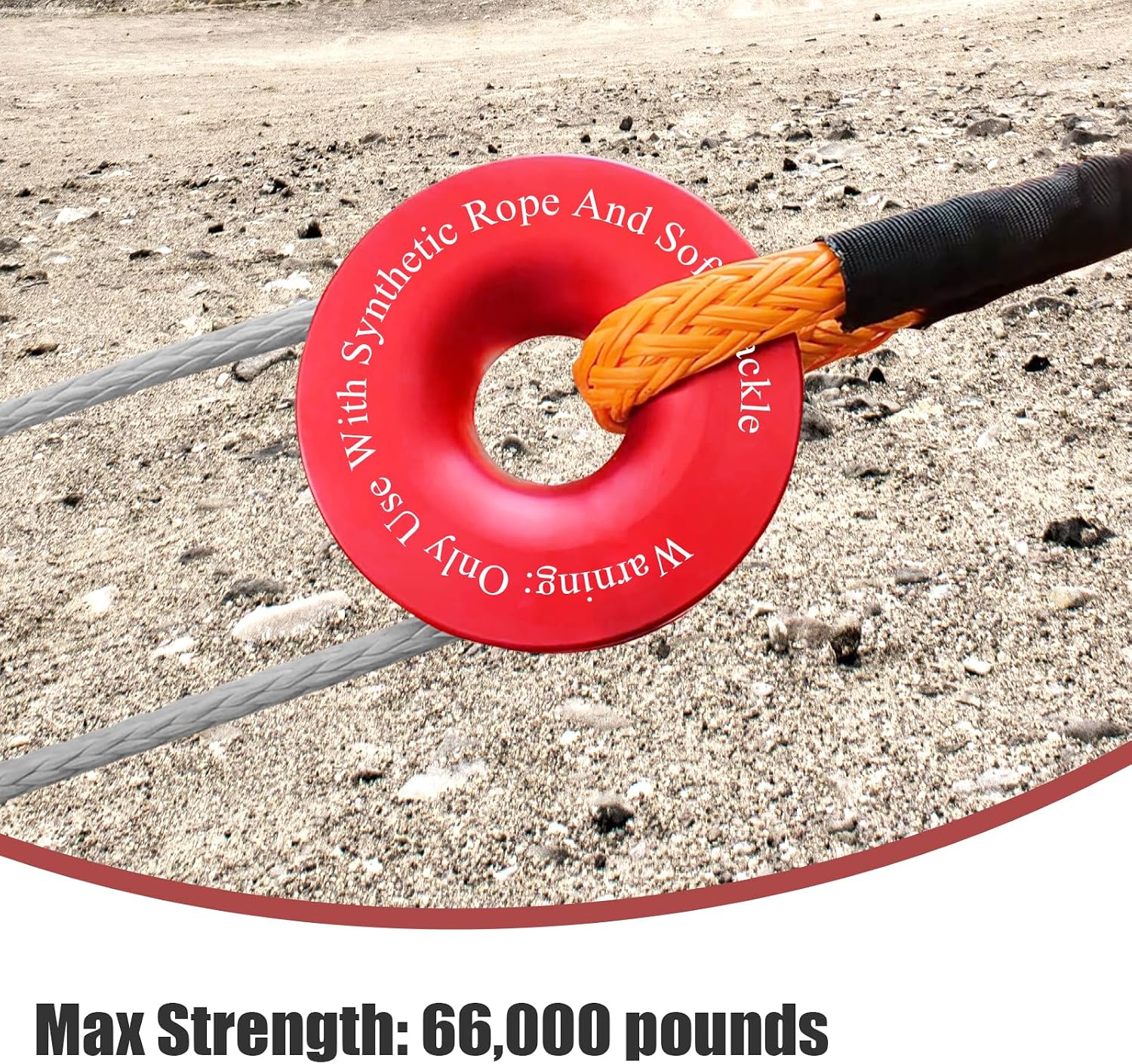 Recovery Ring 66,000 lbs for Winch Snatch Compatible for SUV UTV ATV Off-Road Vehicle and Truck Pulley Towing Ring for Synthetic Rope and Soft Shackle - Red