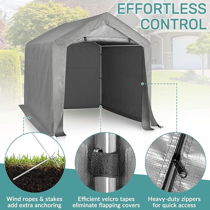 Outvita Outdoor Portable Storage Shed Tent, 6x6 ft Waterproof Carport - Image 4