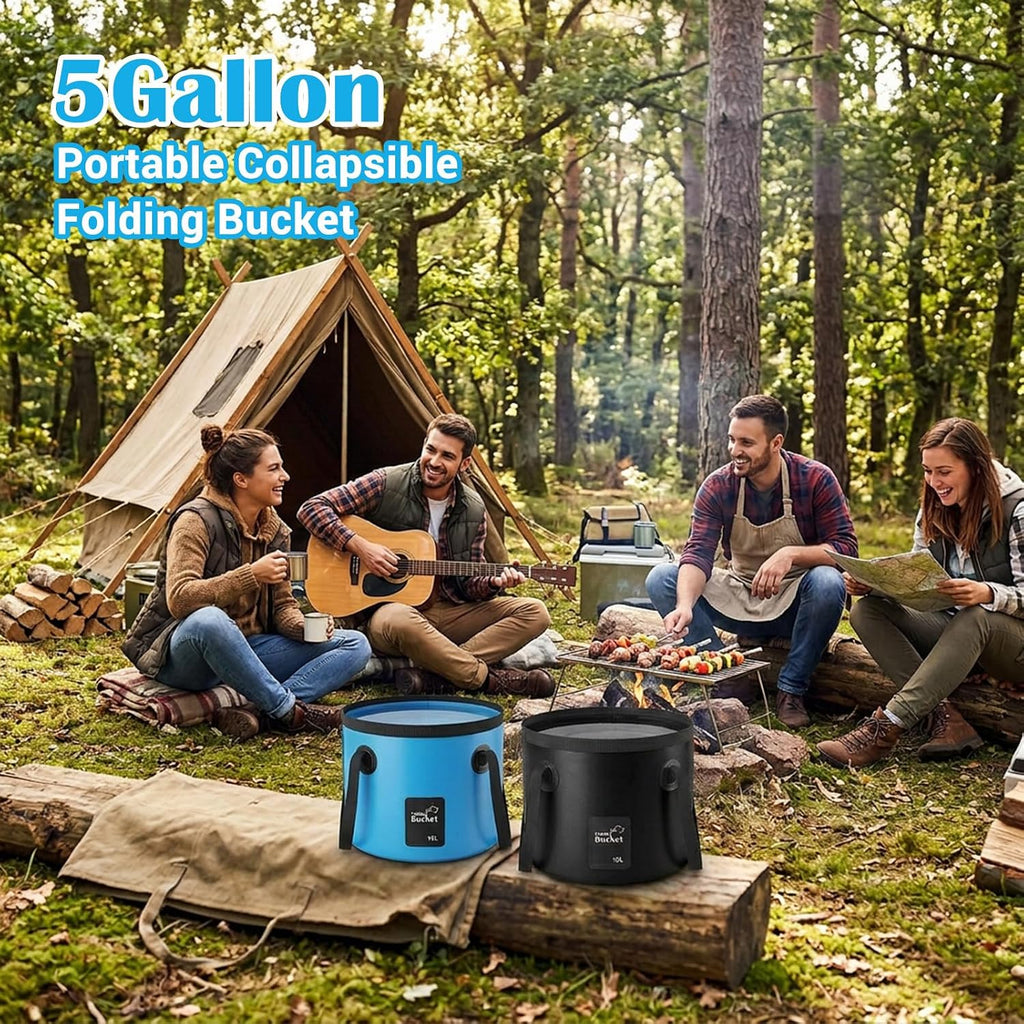 4 Pcs 5 Gallon Collapsible Bucket with Handle Foldable Bucket Water Container for Camping Fishing Car Washing Gardening Outdoor Portable Wash Basin(Blue, Yellow, Orange, Black)