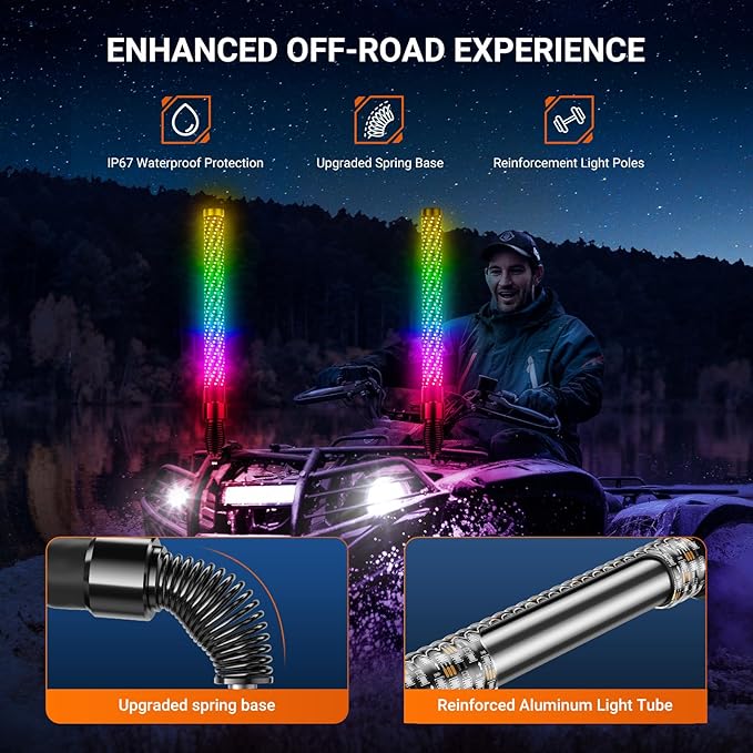 3FT Fat Whip Lights for UTV ATV - Image 4