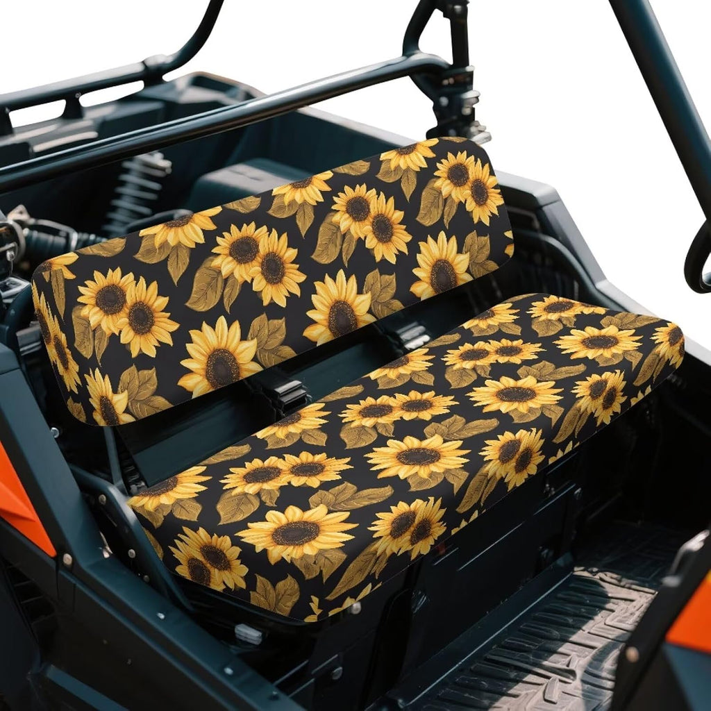 SEANATIVE Sunflowers UTV Bench Seat Cover Set Anti-Scratch Full Protection 4 Wheeler Accessories Compatible with Kawasaki Mule 3000 3010 3020 4000 4010 2001-2023 2025