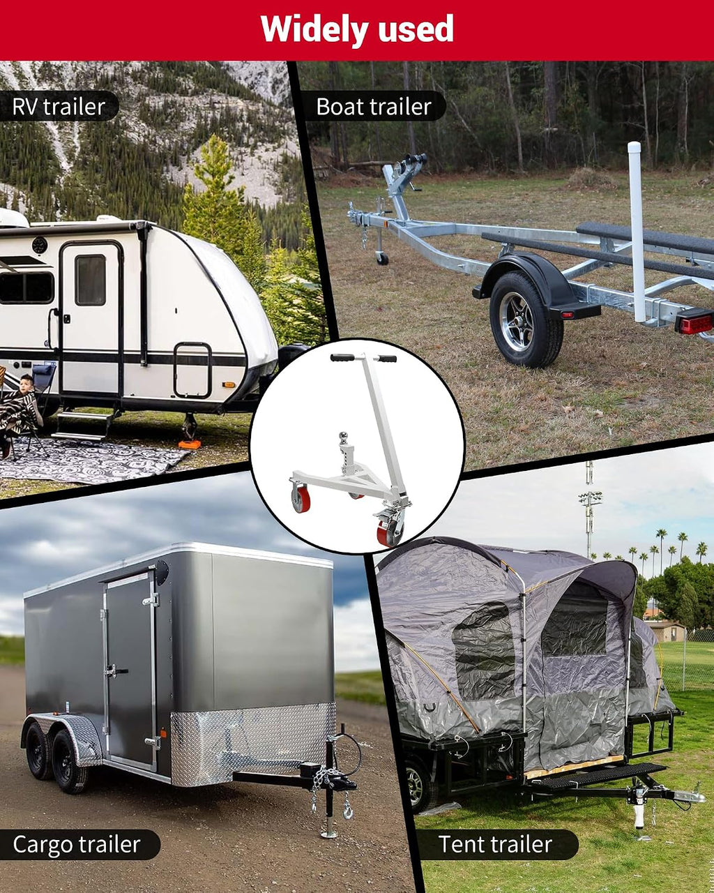 Trailer Dolly, 3500 lb Tongue Weight Trailer Mover with 2 inch Ball, Angle Adjustable, Suitable for RV Boat Motorcycle Jet Ski