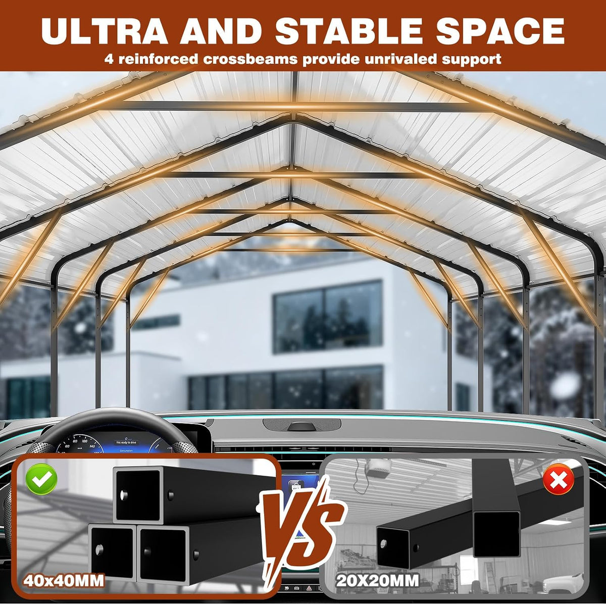 leveleve 10x15 ft heavy-duty metal carport, galvanized steel, package contents