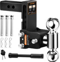 Fastgo Trailer Hitches - Fits 2.5" Receiver, Adjustable Trailer Hitch Ball Mount, Dual Ball (2" x 2-5/16") Tow Hitch, Drop Hitch, Truck Hitch, Anti-Theft, 5" Drop/Rise, 18500GTW
