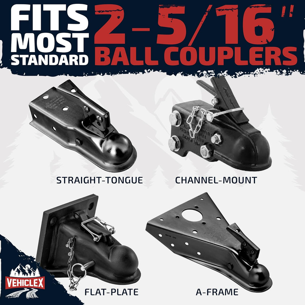 Vehiclex 2-5/16-Inch Trailer Coupler Lock – Refined Fit Design, Thick-Walled Carbon Steel, Dual-Layer Weather Protection (Red)