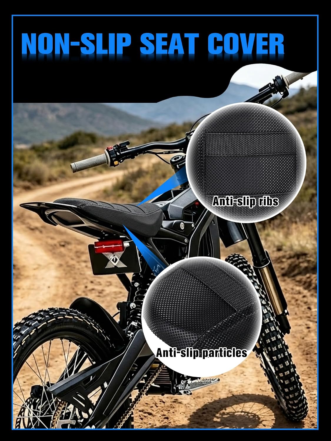 Seat Cover for Surron LBX Sur Ron, Non-Slip Rubber Electric Dirt Bike Soft Seat Cover Black Particle Anti Slip Surface