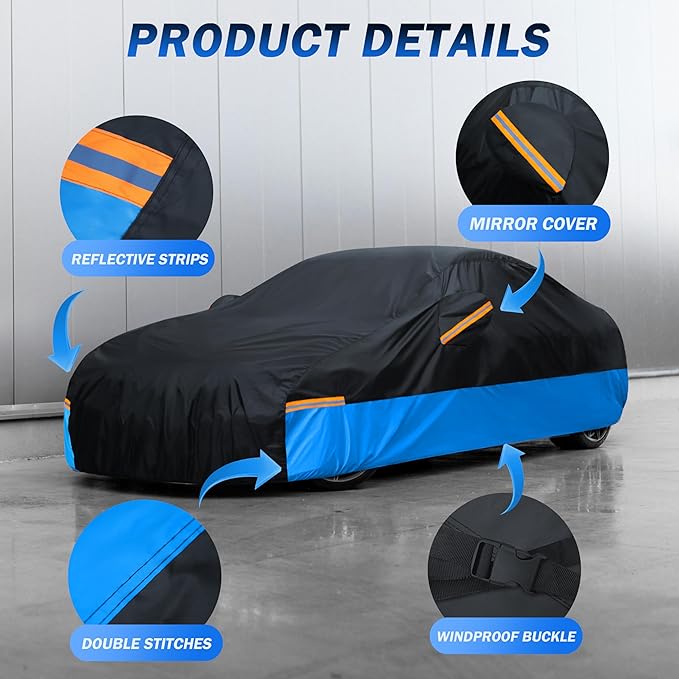 Car Cover Waterproof All Weather Outdoor Windproof Dustproof UV Protection Fit - Image 2