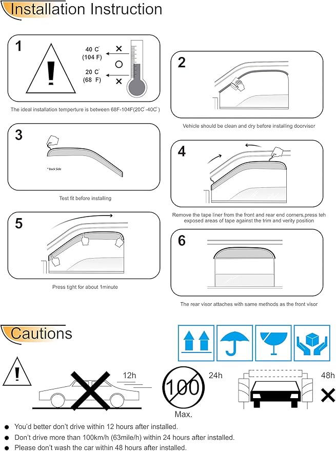 2pcs for 06-11 Civic 2Dr Coupe Sun Rain Guard Deflector Window Visors - Image 3