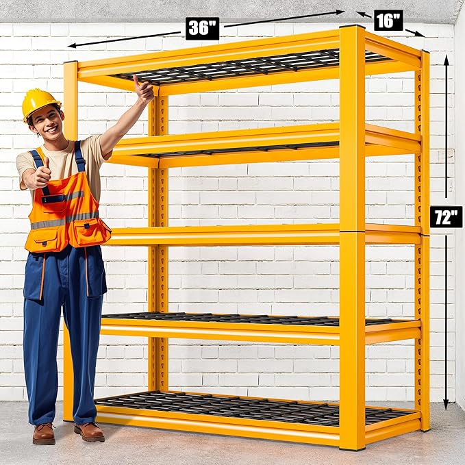 REIBII Garage Shelving Load 3000LBS, 5-Tier Storage Shelves, Adjustable Heavy - Image 2