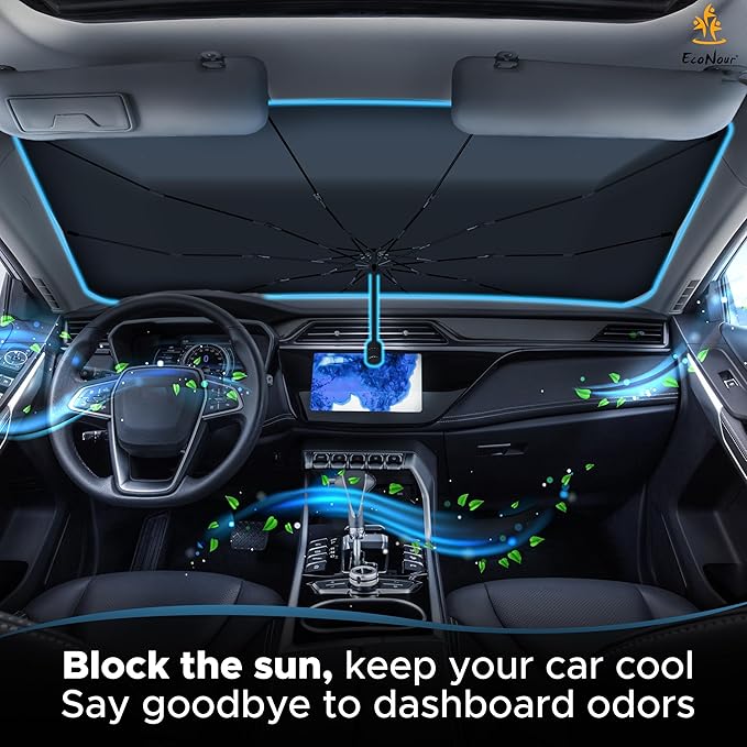 EcoNour Car Umbrella Windshield Sun Shade | Foldable UV Blocker Sun Shade | - Image 7