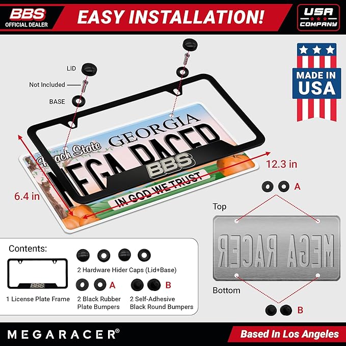 BBS Official Black Stainless Steel License Plate Frame – Made in USA – Premium - Image 5