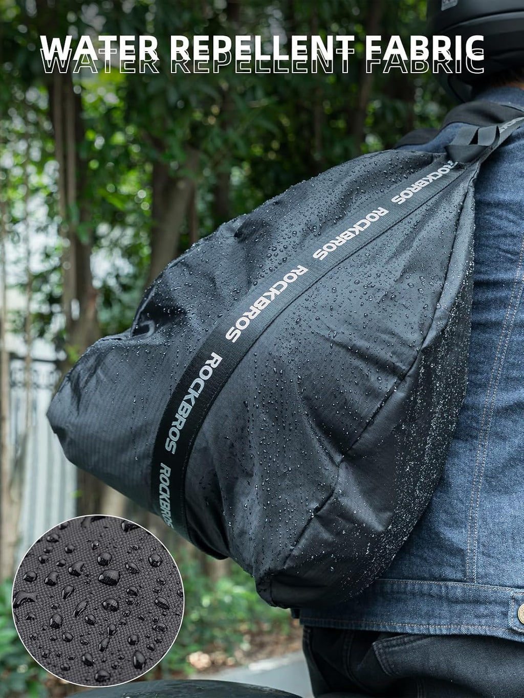ROCKBROS Motorcycle Helmet Backpack Helmet Bag Large Capacity Waterproof Lightweight Storage Bag with Reflective Stripe Model For Motorcycle Dirt Bike Motocross Bicycle Racing ATV, Black