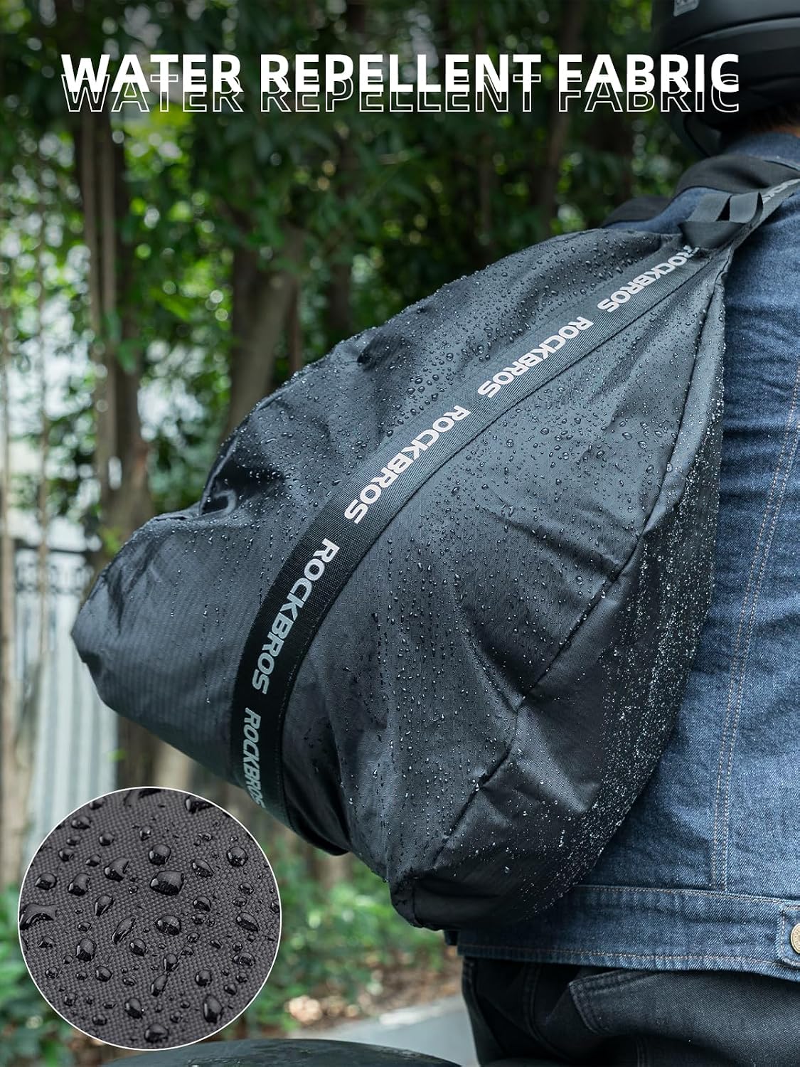 ROCKBROS Motorcycle Helmet Backpack Helmet Bag Large Capacity Waterproof Lightweight Storage Bag with Reflective Stripe Model For Motorcycle Dirt Bike Motocross Bicycle Racing ATV, Black
