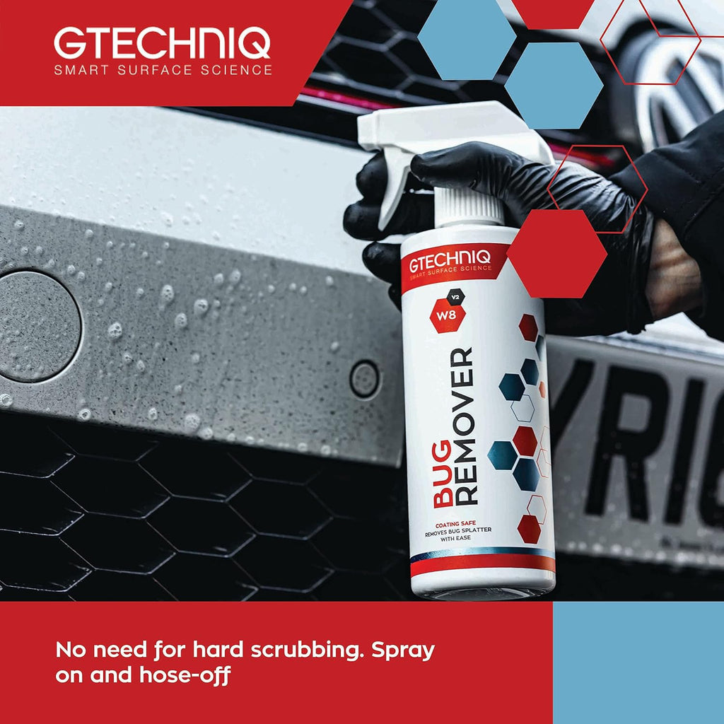 Gtechniq W8 Bug Remover for Cars, 17 fl oz | Non-Caustic Cleaner Removes Tough Bug Splatter and Stains, Safe on All Surfaces