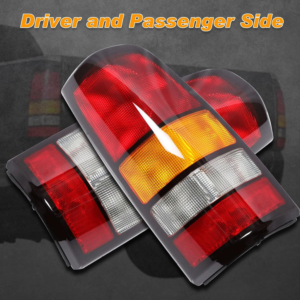 Tail Lights Compatible With 1999-2002 Chevy Silverado 1999-2006 GMC Sierra 1500 2500 3500 1500 HD 2500HD Driver and Passenger Side Taillights Rear Lamp without Bulb (Black Border)