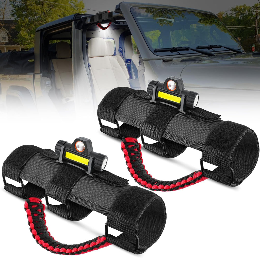 Nilight Dome Light w/Grab Handle Universal 2”- 4” Roll Bar Mount LED Interior Lights Spot Flood Combo Beam Metal Buckle for Wrangler CJ YJ TJ JK JL Gladiator JT