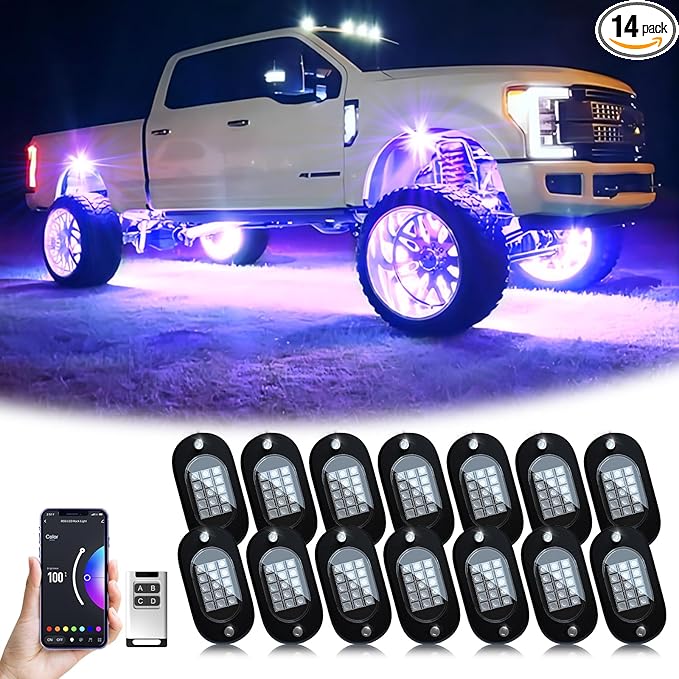 YiLaie RGB LED Rock Lights 14 Pods, 210 LEDs Lights by YiLaie