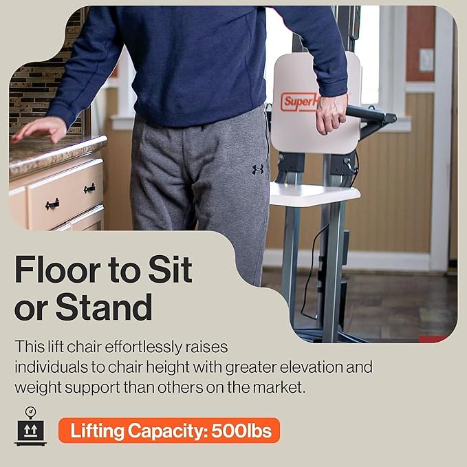 SuperHandy GoRise Electric Floor to Stand Lift – 500 Lbs Capacity, Standing - Image 3