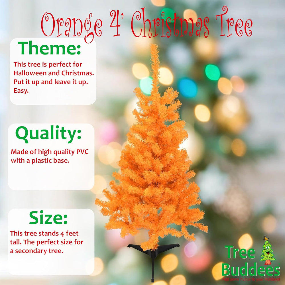 Tree Buddees 4 Foot Orange Halloween Tree/Christmas Tree