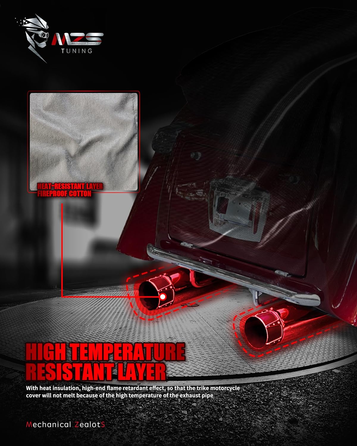 MZS Trike Motorcyle Cover Waterproof Compatible with Freewheeler Tri Glide Ultra Street Road Glide 3 CVO, 3 Wheel Vehicle Covers Sun Rain All Weather Outdoor Protection Storage