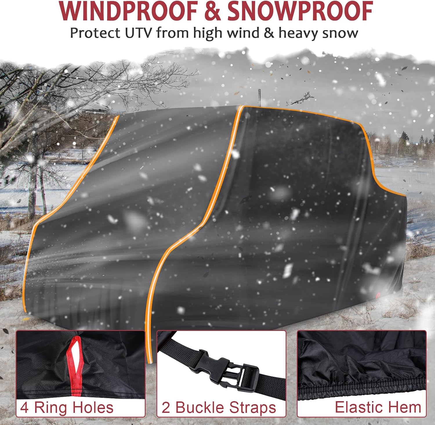 StarknightMT Heavy Duty UTV Cover 4 Seater,Waterproof 420D Oxford Cover for All-Weather Outdoor Storage,Compatible with Polaris Ranger Crew 1000 900 570 General RZR,Reflective Strips Windproof