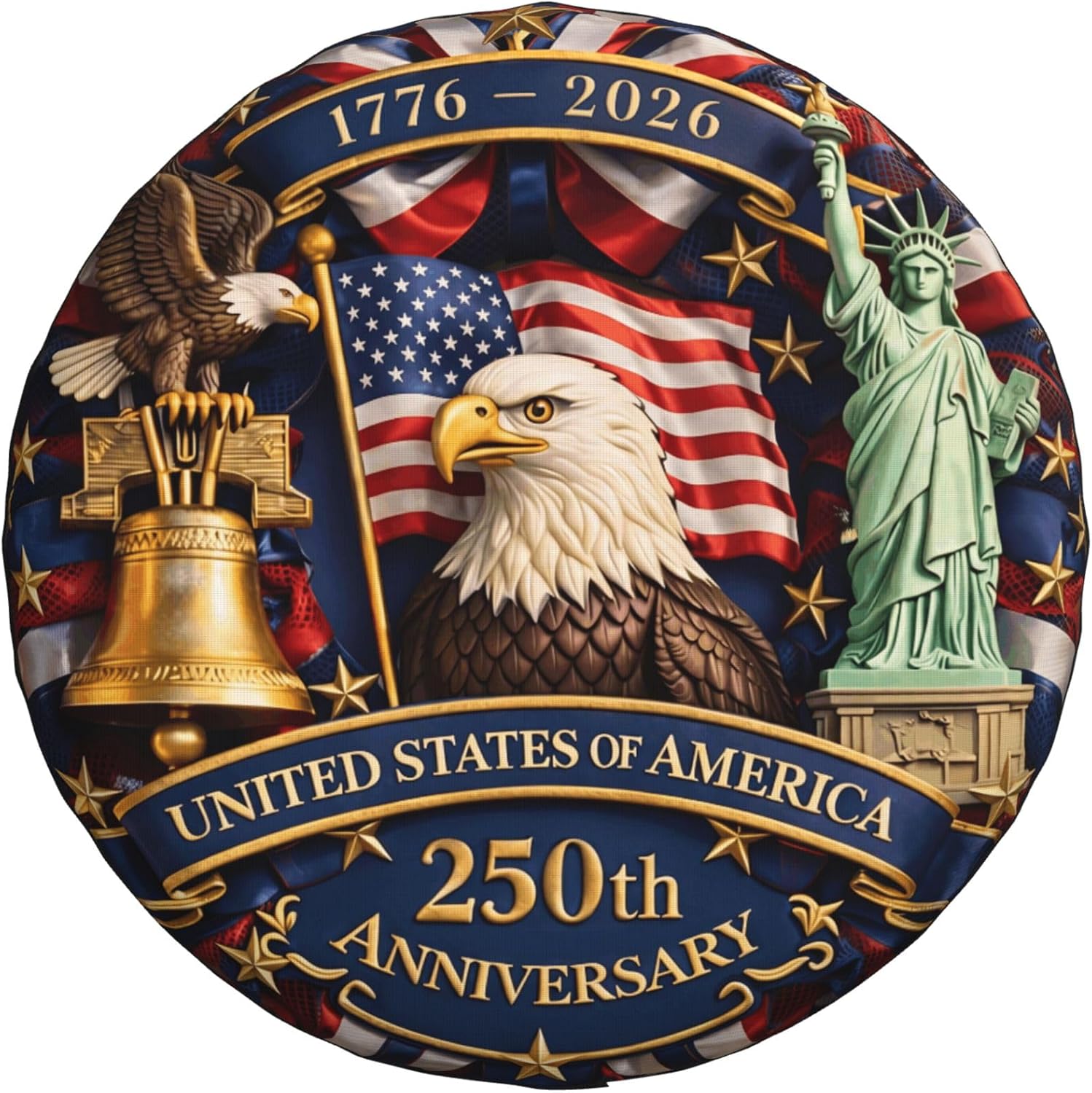 250 Anniversary USA Spare Tire Cover for RV Camper Trailer America 250th Anniversary 4th of July Weatherproof Universal Spare Tire Cover 15inch