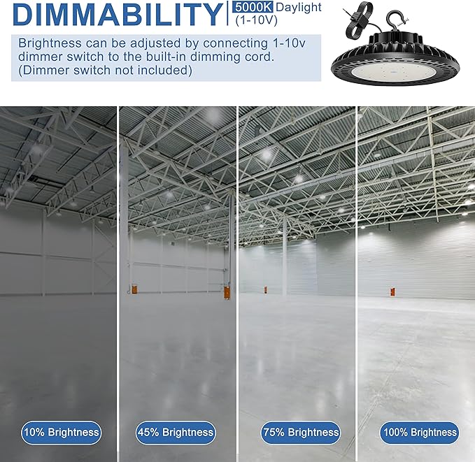 9 Pack 300W LED High Bay Light, UL&DLC Listed 41000LM Dimmable UFO High Bay LED - Image 3