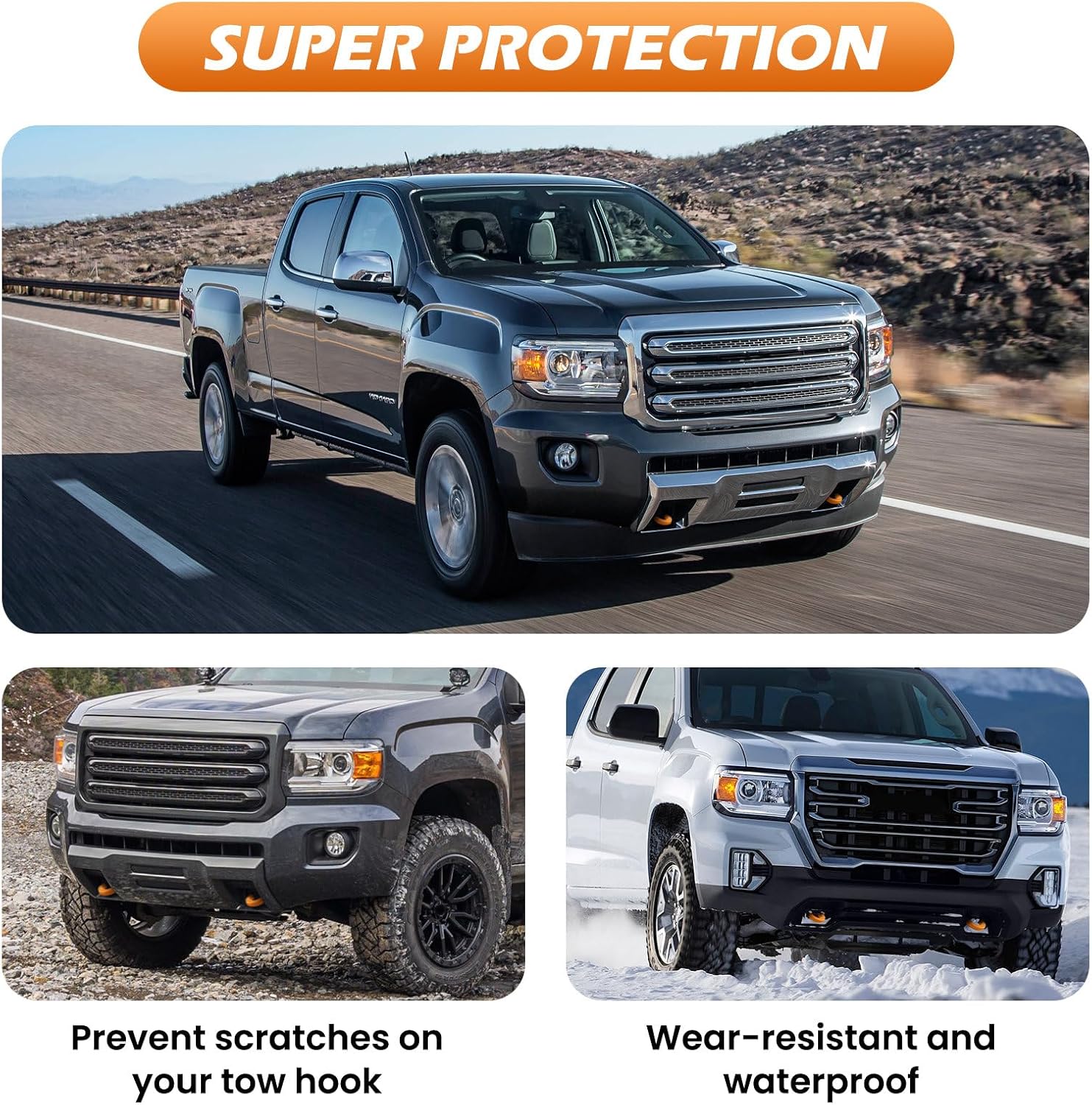 Tow Hooks Covers for Chevy Colorado Trailboss 2015-2026/GMC Canyon 2015-2022 (Not fit 2023-2026 Colorado Z71 ZR2) Compatible with Chevy Colorado/GMC Canyon Accessories (Orange)