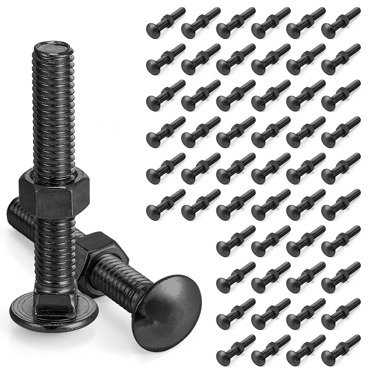 yaocom 50 pack carriage bolts with nuts 3/8, main product view