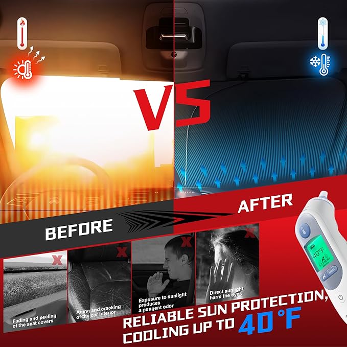 Windshield Sun Shade for 2013-2021 Ford Fusion Foldable Sun Sunshade for Car - Image 4