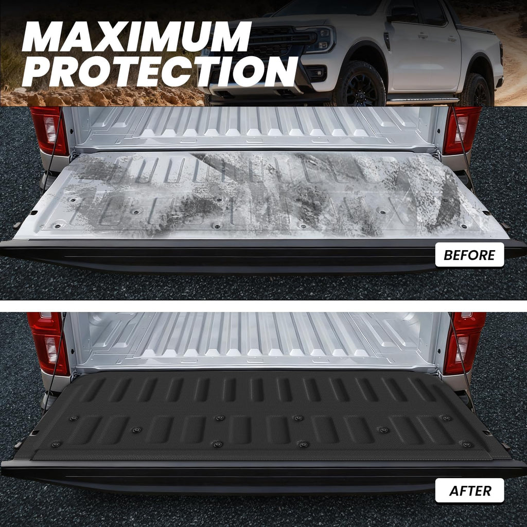 LASFIT Tailgate Mat for Ford Ranger 2023 2022 2021 2020 2019 Truck Tailgate Liner All Weather Protector TPE Easy Clean Tailgate Cover