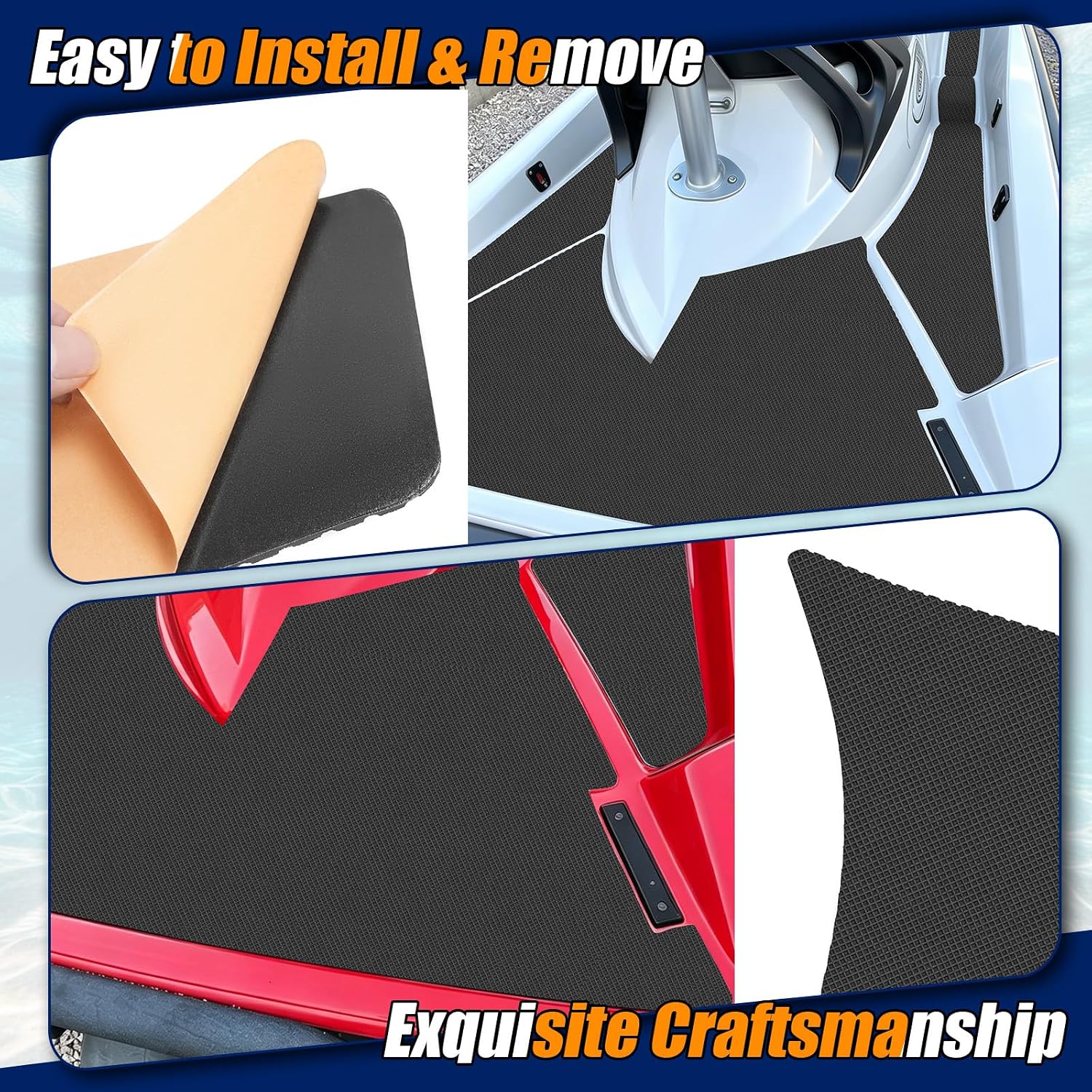 Traction Mats Fit for 2002-2009 SeaDoo GTX/RXT/Wake 4Tec/DI/LTD/SC | Ski-Jet Deck Board Non-slip Carpet Flooring Kit, Custom Fit Motorboat Swim Platform Foam