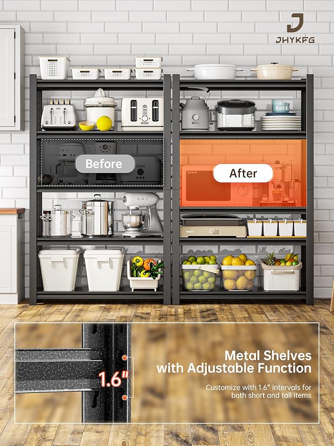 JHYKHG 48" W Storage Shelves, 5-Tier Heavy Duty Garage Shelving, Adjustable - Image 4