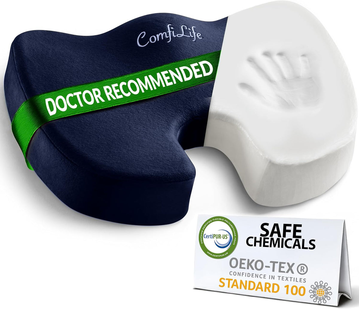 ComfiLife Premium Seat Cushion – 100% Memory Foam Office Chair Cushion