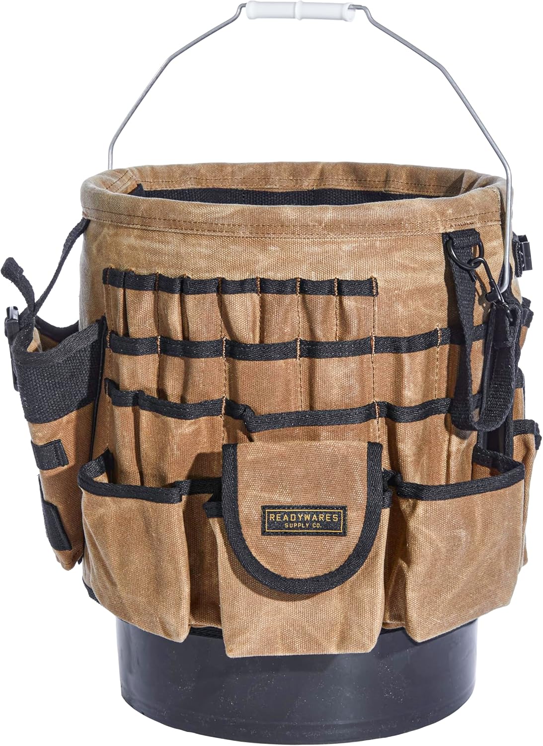 readywares tool bucket organizer | waxed canvas 5 shown in use