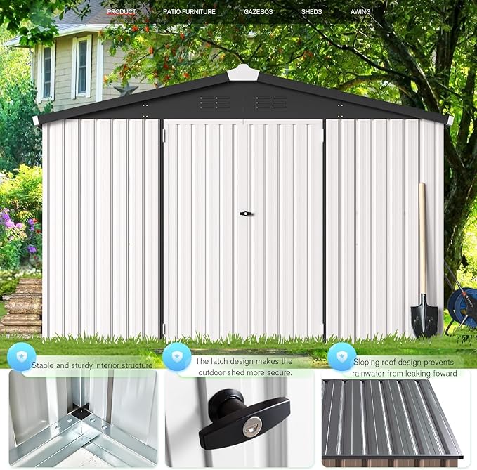 AECOJOY 10' x 14' Outdoor Storage Shed, 14x10 Large Metal Sheds & Outdoor - Image 2