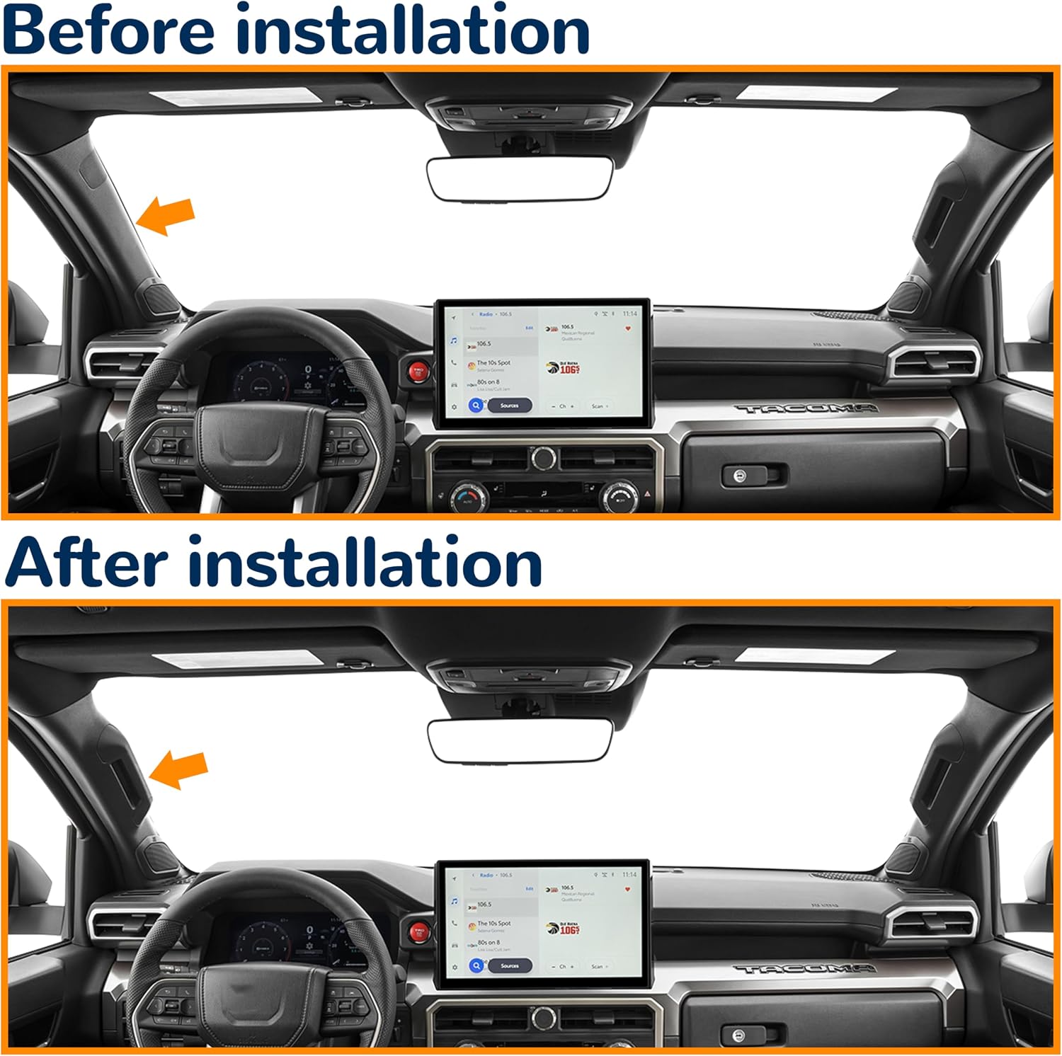 Driver Side A-Pillar Grab Handle Compatible with Toyota Tacoma 4th gen 2024 2025 2026 Black