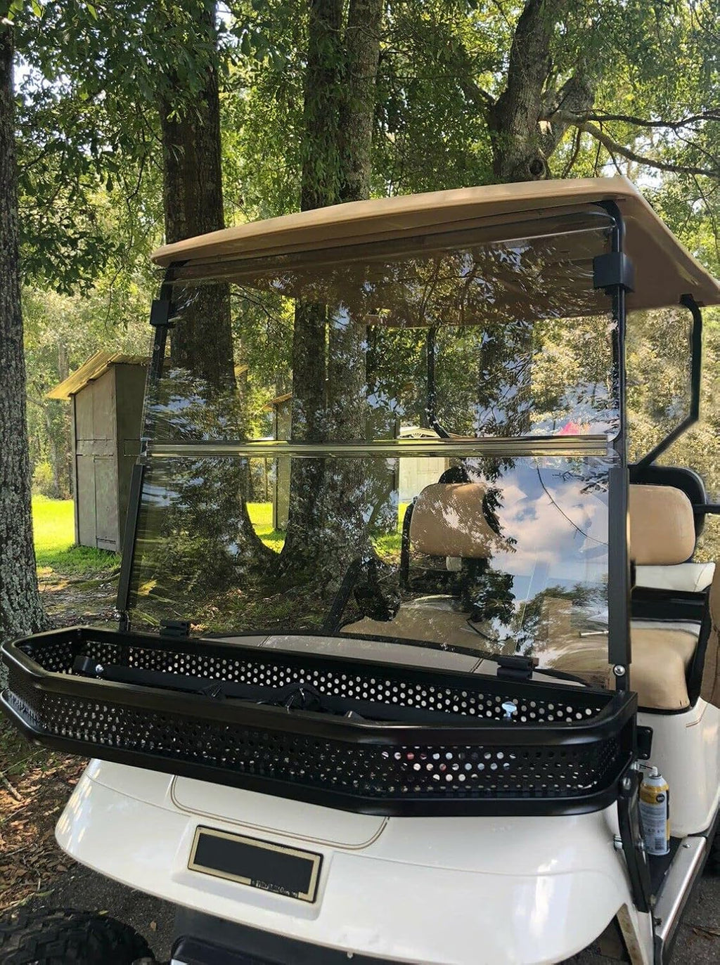 ECOTRIC Front Clay Cargo Utility Basket Compatible with EZGO TXT Golf Cart w/Mounting Brackets - NOT Fit RXV or ST Models (43.3 "X 13" X 4.3")