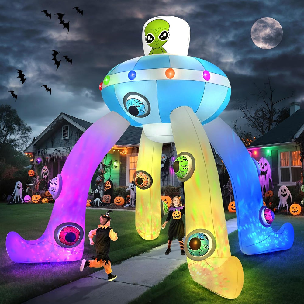 Kalolary 12FT Halloween Inflatables Archway UFO Alien