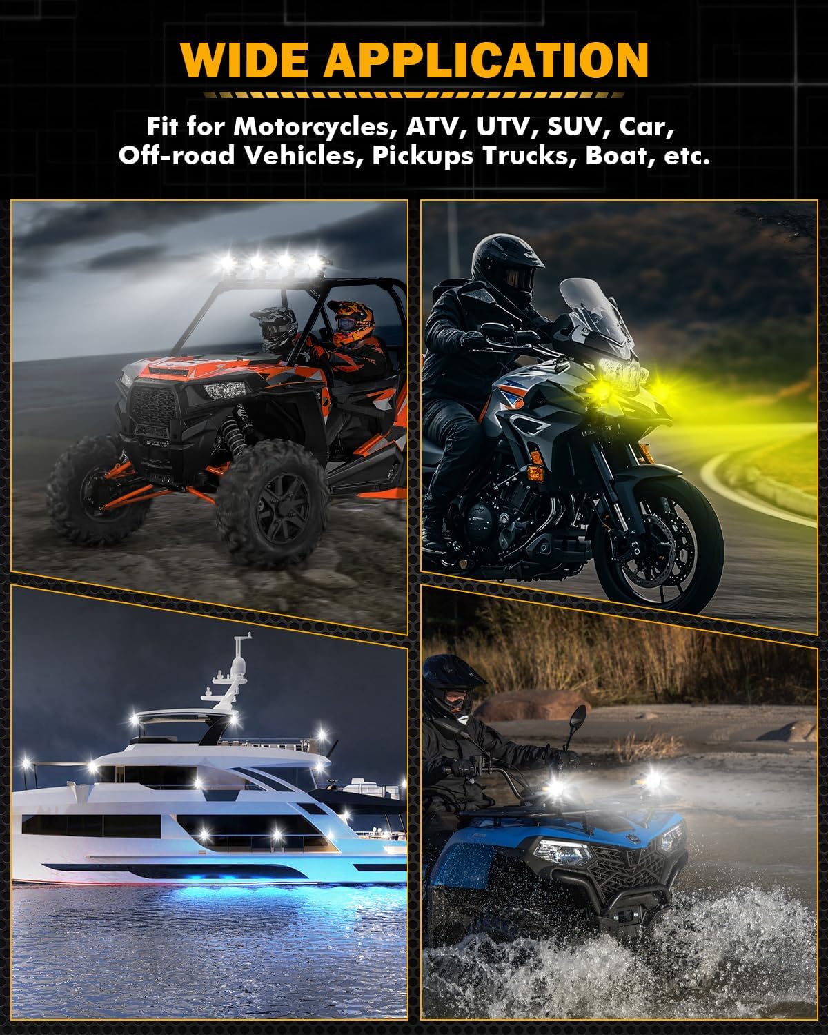 auxbeam mt8 series motorcycle fog lights auxiliary lights, view 9