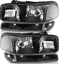 Headlight Assembly Compatible with 1999-2006 for GMC Sierra 1500 2007 for GMC Sierra 1500 Classic Black Housing Clear Reflector Clear Lens Driver and Passenger Side Headlamp