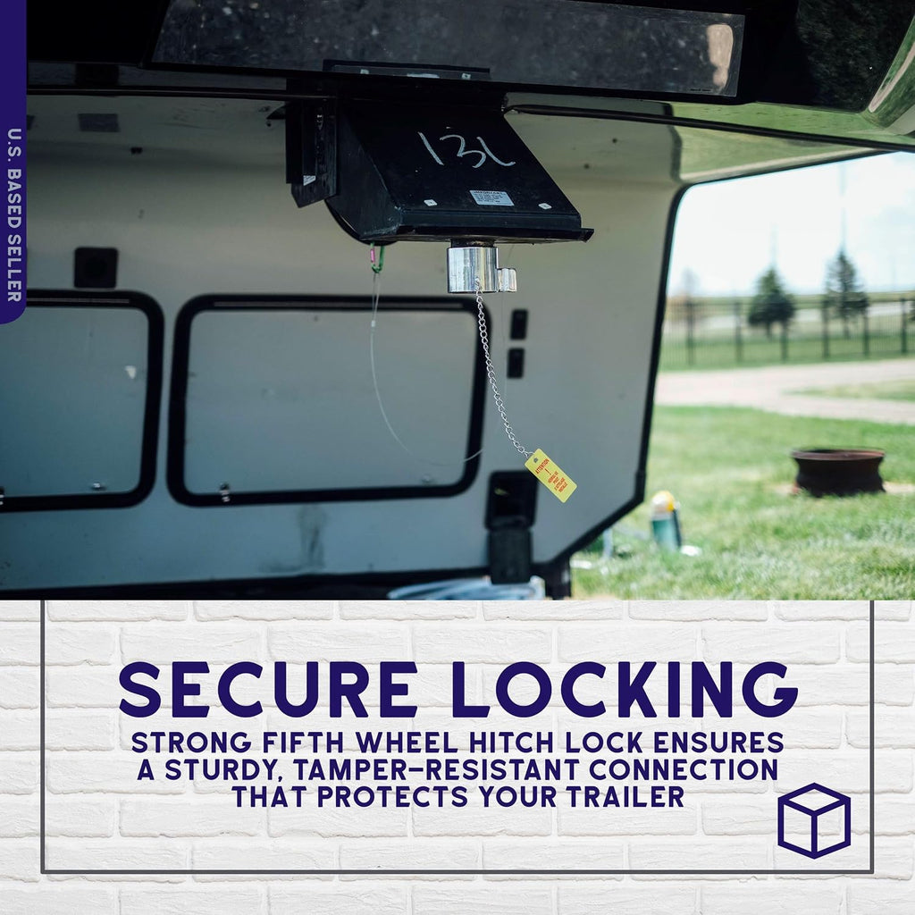 BISupply Semi Trailer King Pin Lock - Anti Theft 5th Wheel Hitch Locking Pin Kingpin Hitch Lock for RVs or Trailers