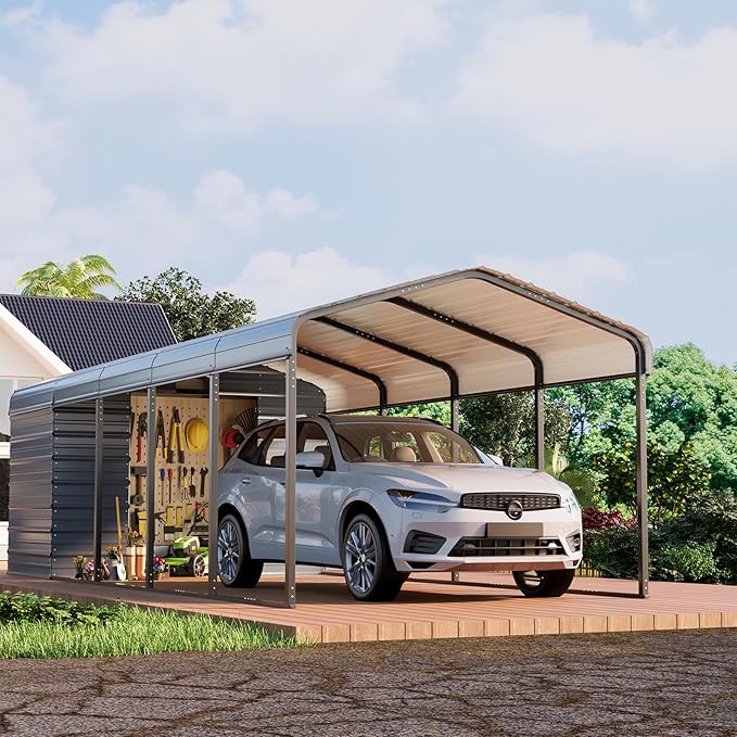 EROMMY 10x25 FT Carport Storage Shed 2-in-1, Heavy Duty Car Port by EROMMY