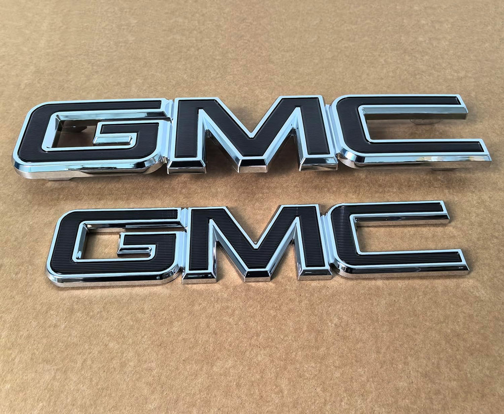 2014-2018 Kit OEM Sierra Front & Rear Emblem 3D Badges Replacement for Sierra 1500 2500HD 3500HD Base Denali SLT SLE 84395038 (Chrome with Black)
