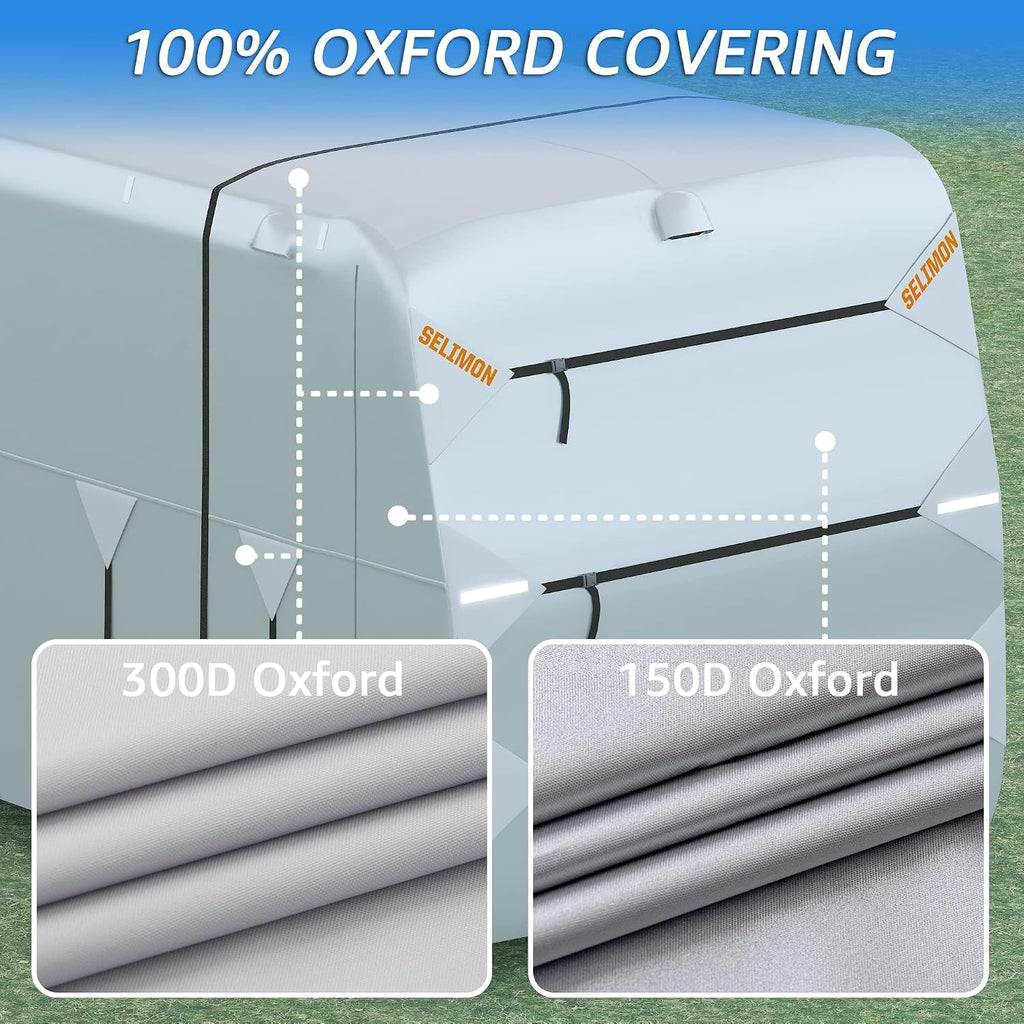 300D Top Class A RV Cover with Waterproof PU Coating Rip-Resistent & Anti-UV Winter Camper Cover Fits 33' to 37' Motorhome