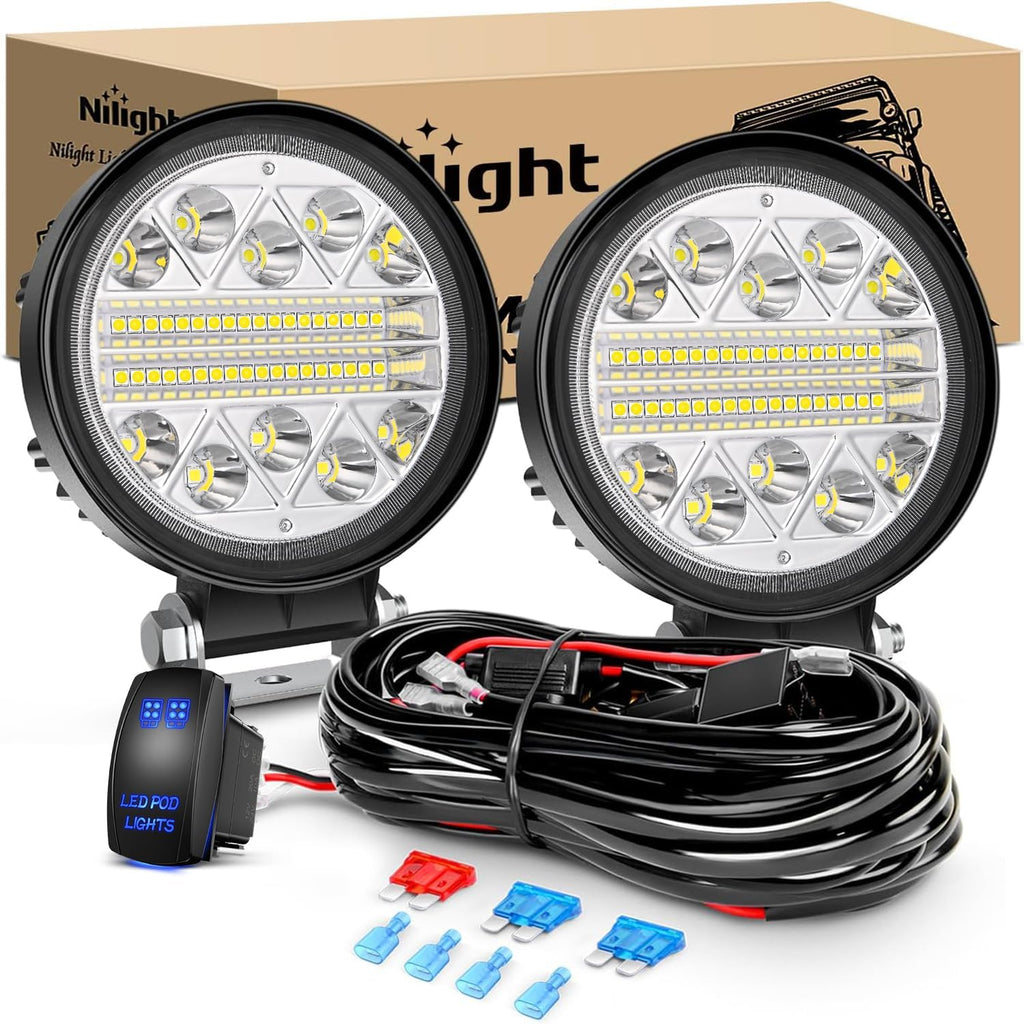 nilight 2pcs 4.5 inch led pods 69w round, main product view