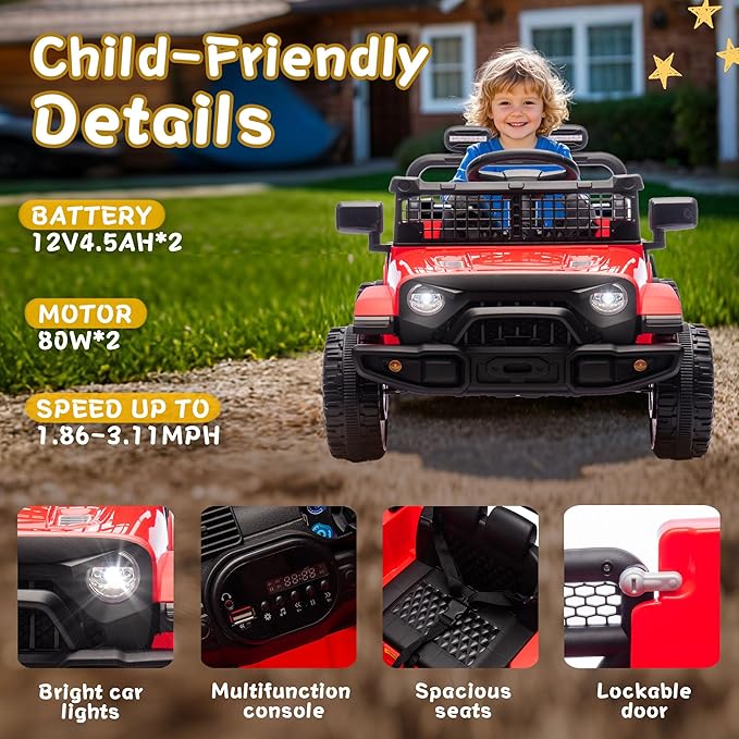 24V Ride on Toys with Parents Control, Ride on TruckCar with Four-Wheel - Image 3